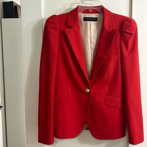 Red Puff Sleeve Zara Blazer Large
